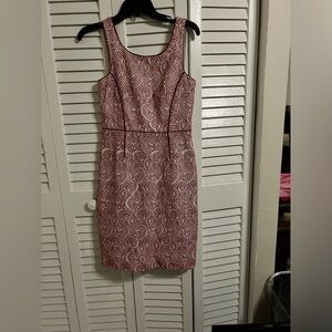 Kay Unger Pink and White Paisley Mini Dress